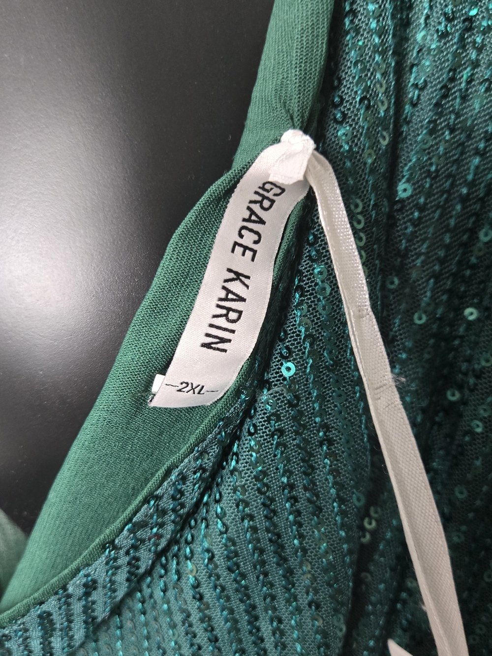 Grace Karin Emerald Green Sequin One-Shoulder Cocktail Dress - Picture 7 of 12